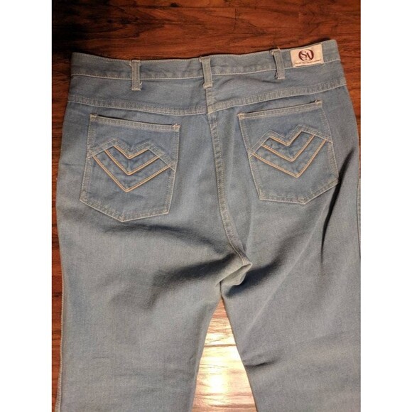 Vintage 70s Oxford Jeans Light Blue Denim 27 Inseam 36 Waist - Picture 6 of 9